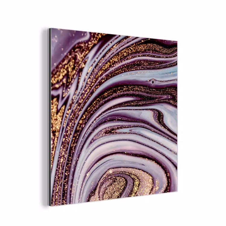Aluminium schilderij - Marmer - Roze - Goud - Glitter - Marmerlook - Luxe — 1