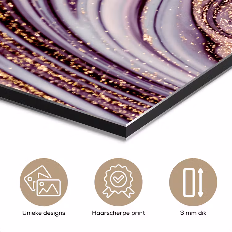 Aluminium schilderij - Marmer - Roze - Goud - Glitter - Marmerlook - Luxe — 7
