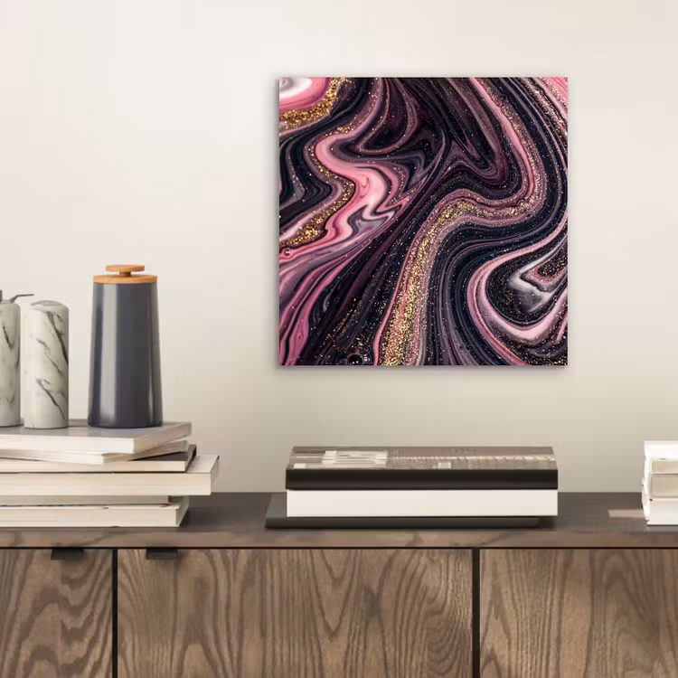 Aluminium schilderij - Marmerlook - Roze - Paars - Goud - Luxe - Marmer — 2