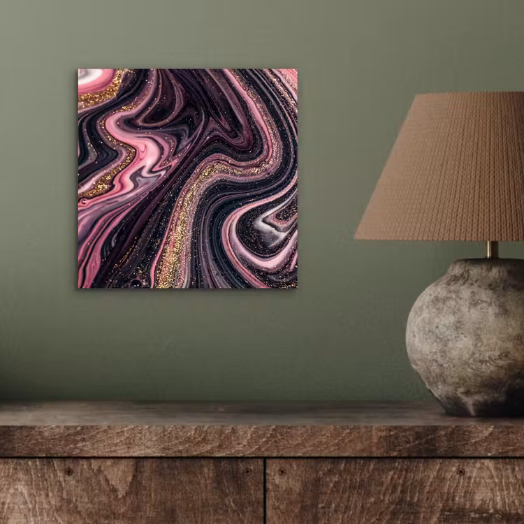 Aluminium schilderij - Marmerlook - Roze - Paars - Goud - Luxe - Marmer — 3
