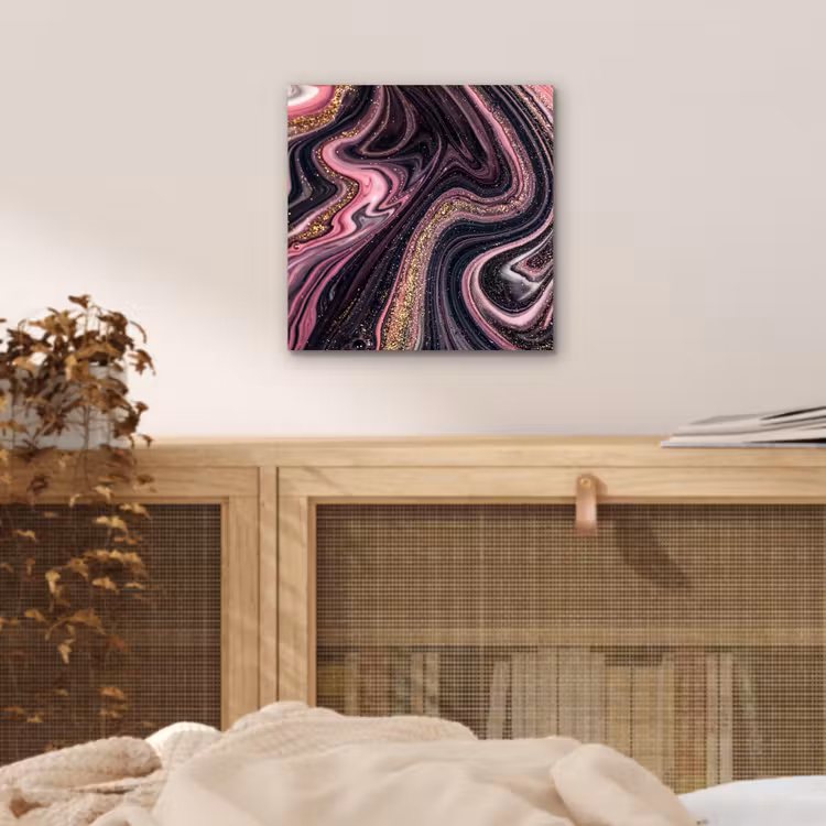 Aluminium schilderij - Marmerlook - Roze - Paars - Goud - Luxe - Marmer — 4