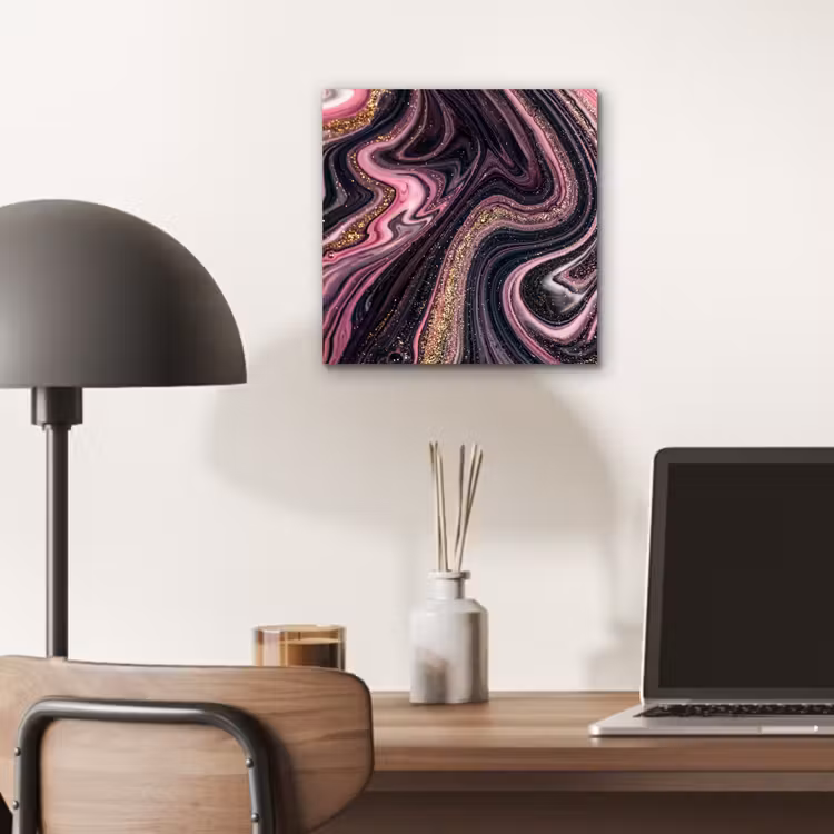 Aluminium schilderij - Marmerlook - Roze - Paars - Goud - Luxe - Marmer — 6