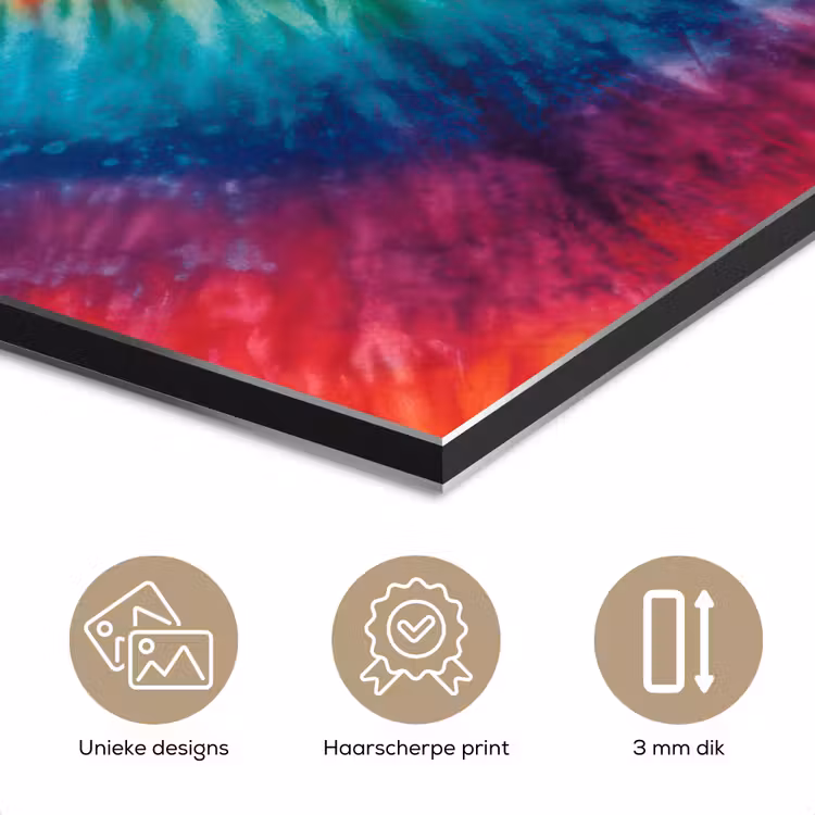 Aluminium schilderij - Regenboogkleuren - Tie dye - — 7