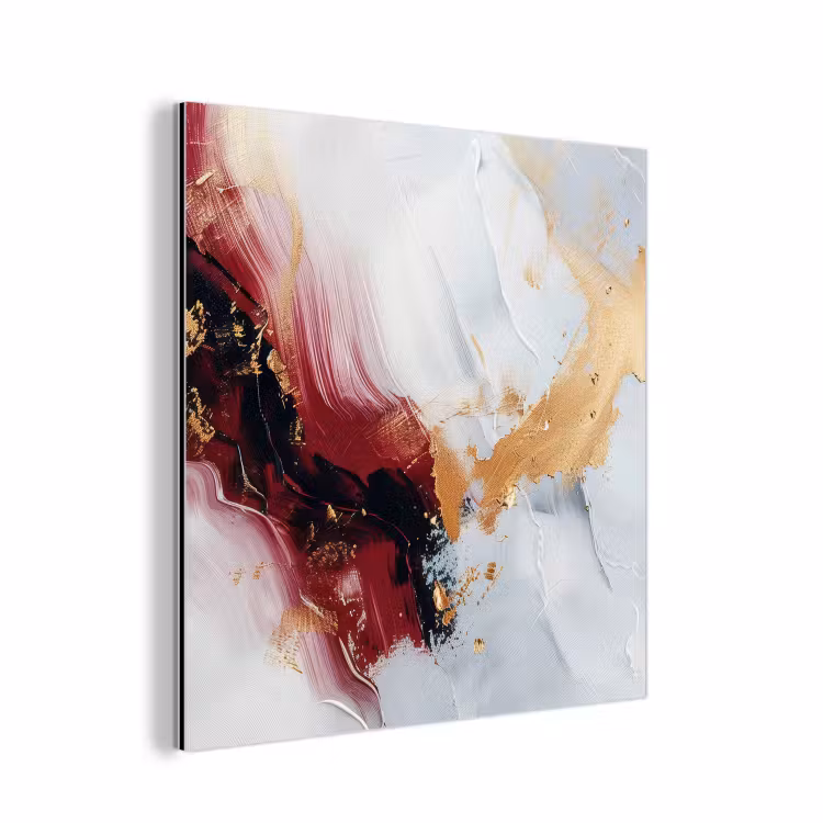 Aluminium schilderij - Rood - Abstract - Goud - Modern — 1