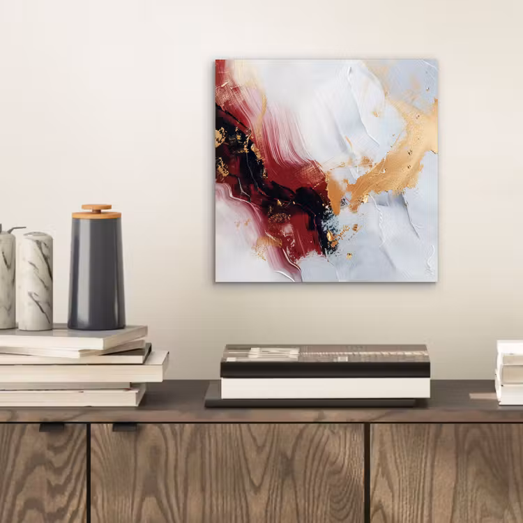 Aluminium schilderij - Rood - Abstract - Goud - Modern — 2