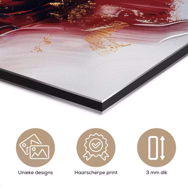 Aluminium schilderij - Rood - Abstract - Goud - Modern — 7