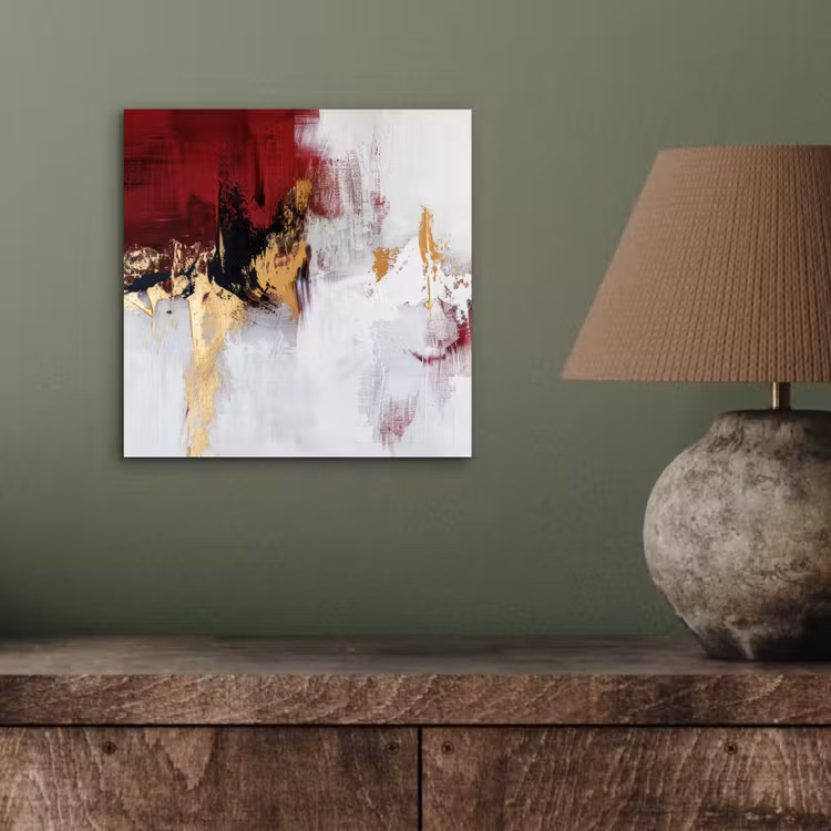 Aluminium schilderij - Rood - Marmer - Abstract - Goud - Modern — 3