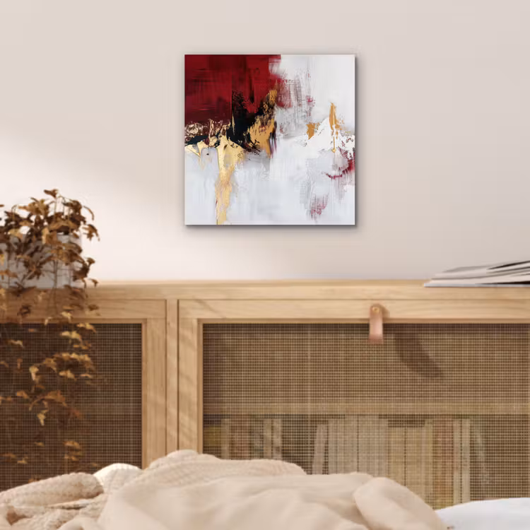Aluminium schilderij - Rood - Marmer - Abstract - Goud - Modern — 4