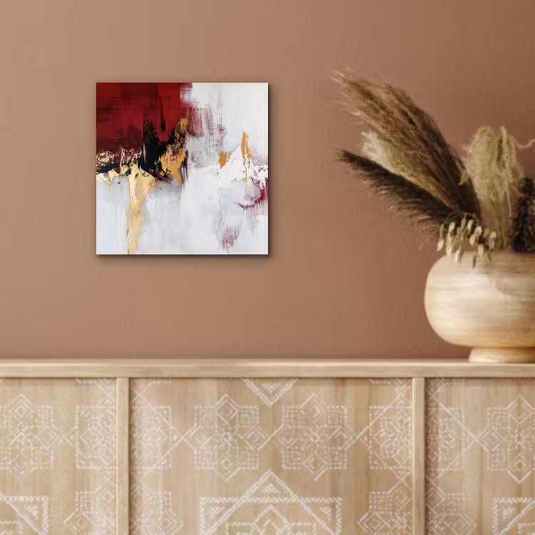 Aluminium schilderij - Rood - Marmer - Abstract - Goud - Modern — 5
