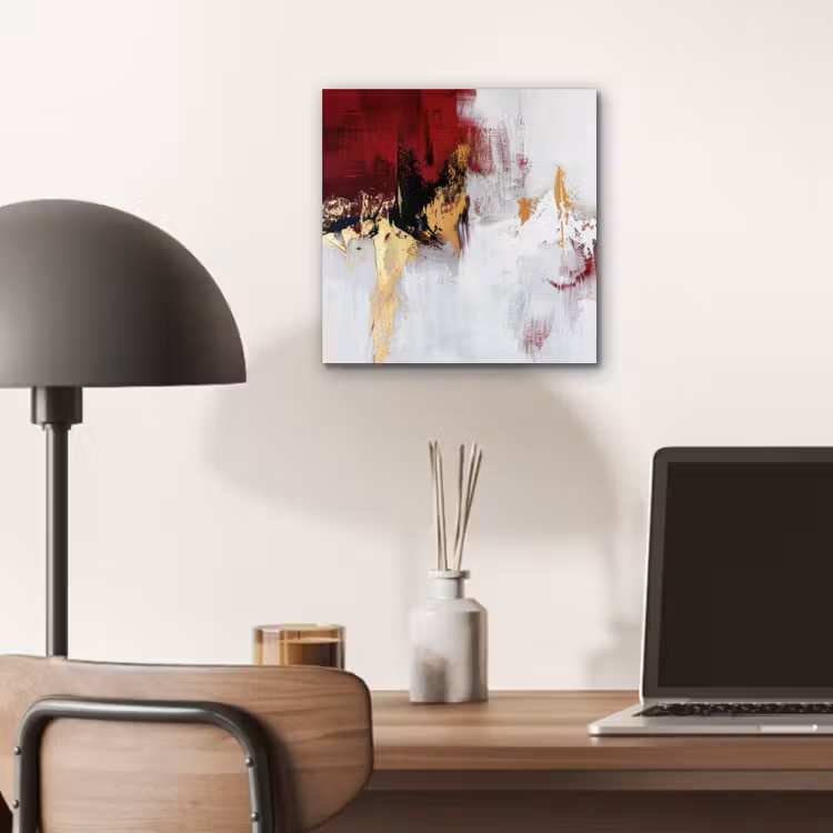Aluminium schilderij - Rood - Marmer - Abstract - Goud - Modern — 6