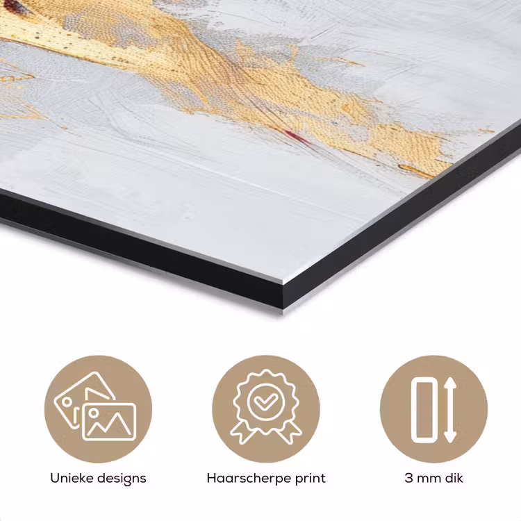 Aluminium schilderij - Rood - Marmer - Abstract - Goud - Modern — 7