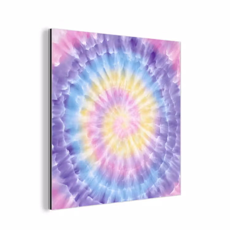 Aluminium schilderij - Spiraal - Tie dye - Pasteltinten — 1