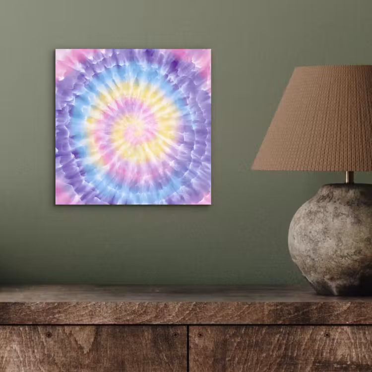 Aluminium schilderij - Spiraal - Tie dye - Pasteltinten — 3