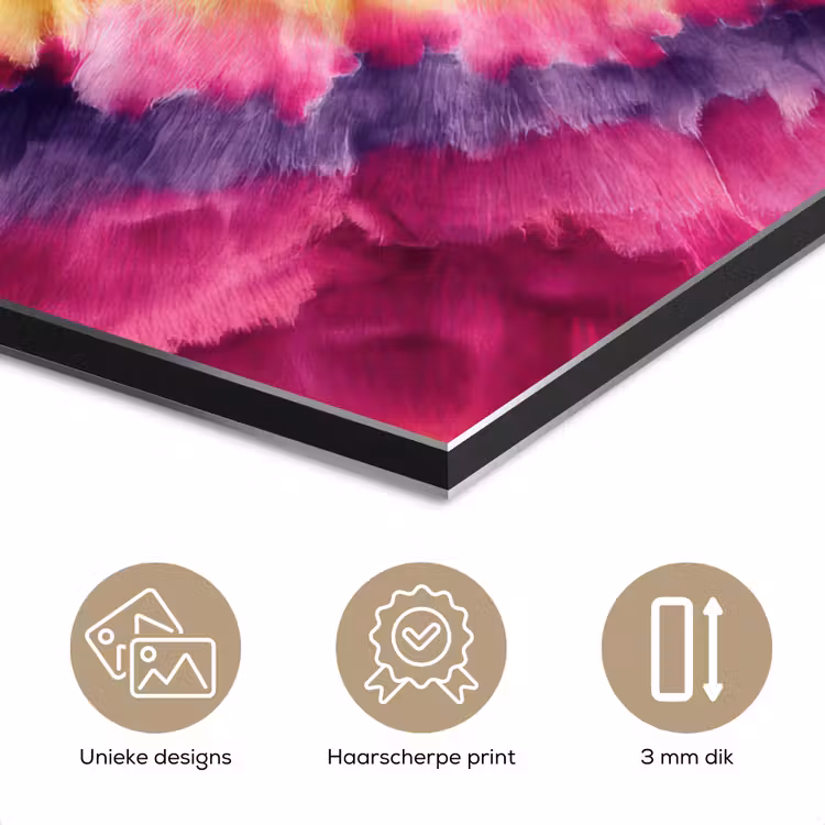 Aluminium schilderij - Tie dye - Hartvorm - Vlammen - Oranje — 7