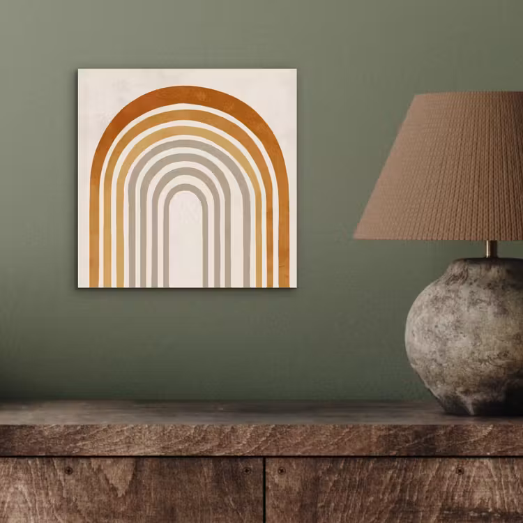 Aluminium schilderij - Minimalistisch - Boog - Lijnen - Beige — 3