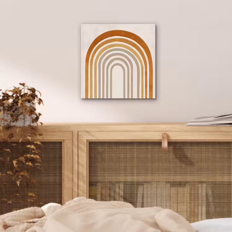 Aluminium schilderij - Minimalistisch - Boog - Lijnen - Beige — 4