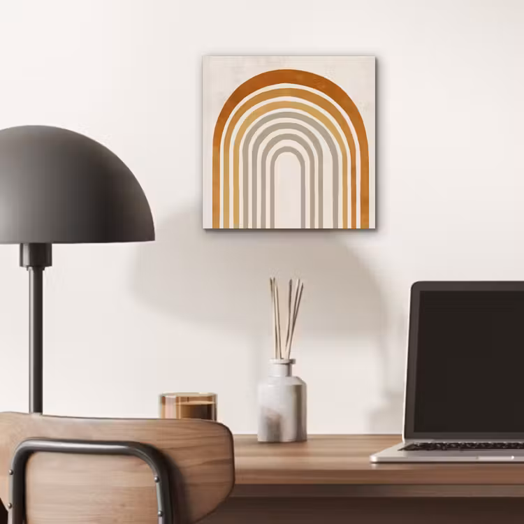 Aluminium schilderij - Minimalistisch - Boog - Lijnen - Beige — 6