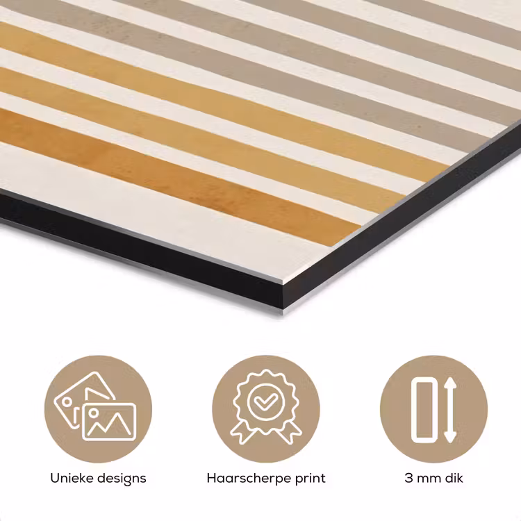 Aluminium schilderij - Minimalistisch - Boog - Lijnen - Beige — 7