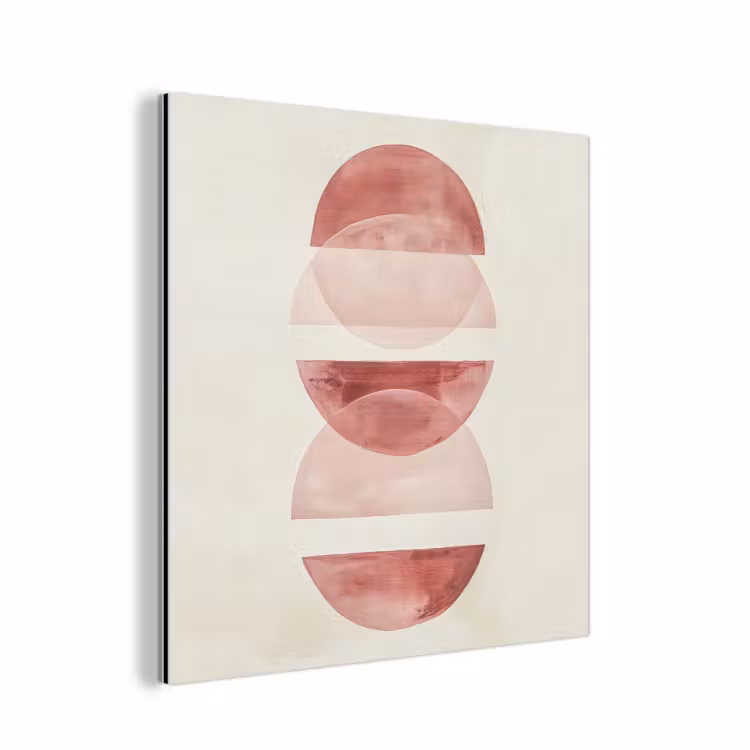 Aluminium schilderij - Minimalistisch - Cirkels - Roze — 1