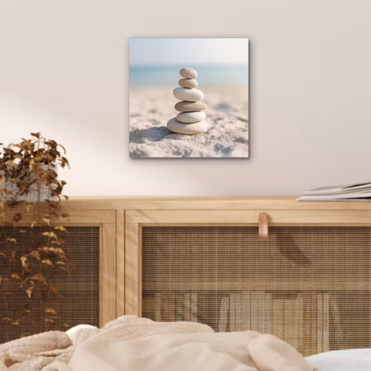 Aluminium schilderij - Stenen - Stapel - Zand - Zee — 4