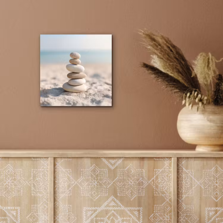 Aluminium schilderij - Stenen - Stapel - Zand - Zee — 5