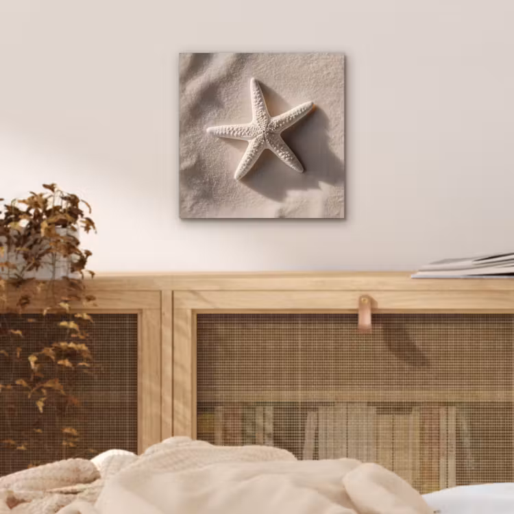 Aluminium schilderij - Strand - Zeester - Zand - Beige — 4