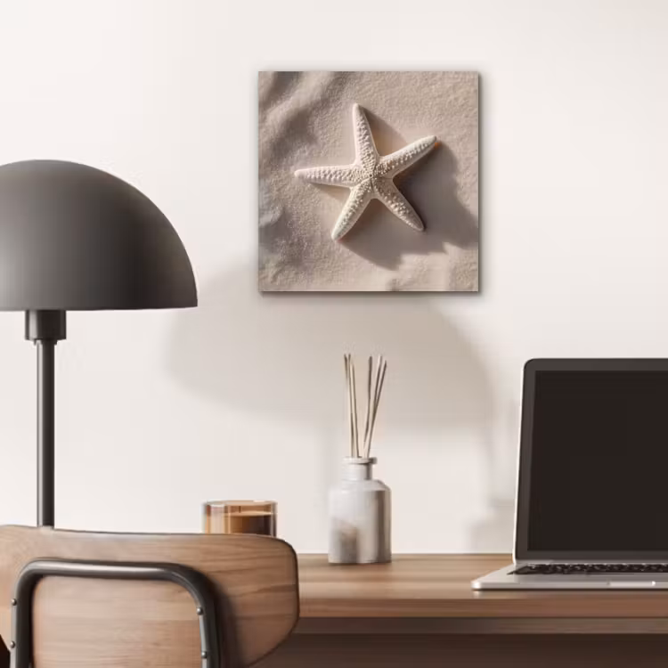 Aluminium schilderij - Strand - Zeester - Zand - Beige — 6