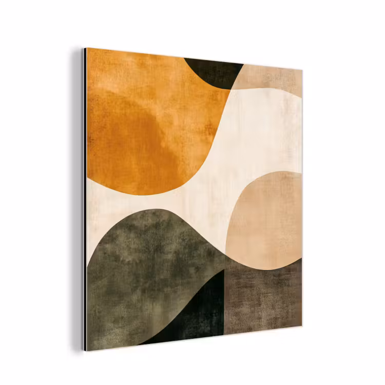 Aluminium schilderij - Vormen - Okergeel - Abstract — 1