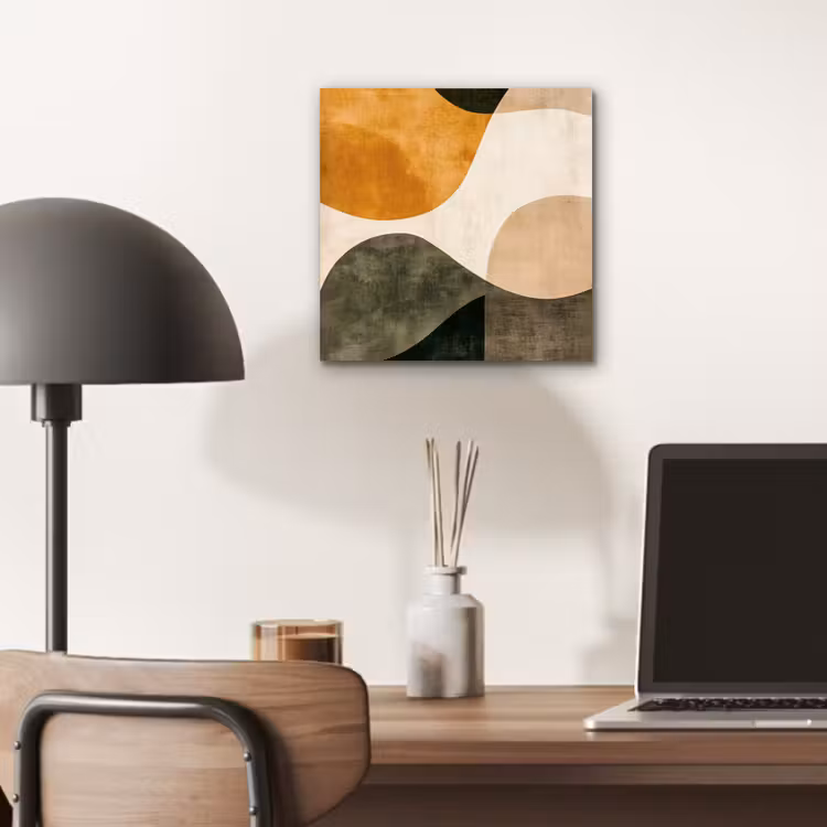 Aluminium schilderij - Vormen - Okergeel - Abstract — 6