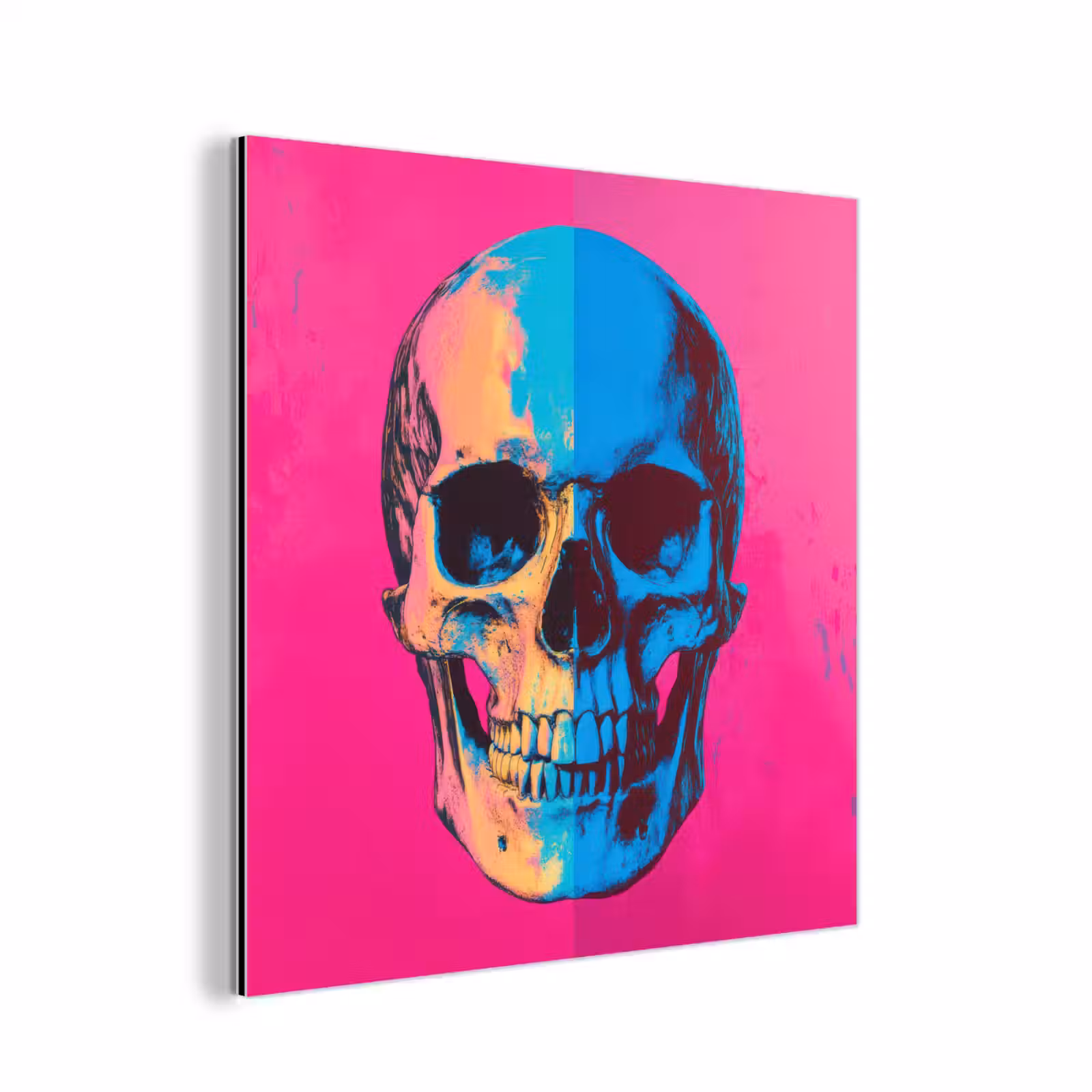 Aluminium schilderij - Neon - Blauw - Pop-art - Schedel — 1