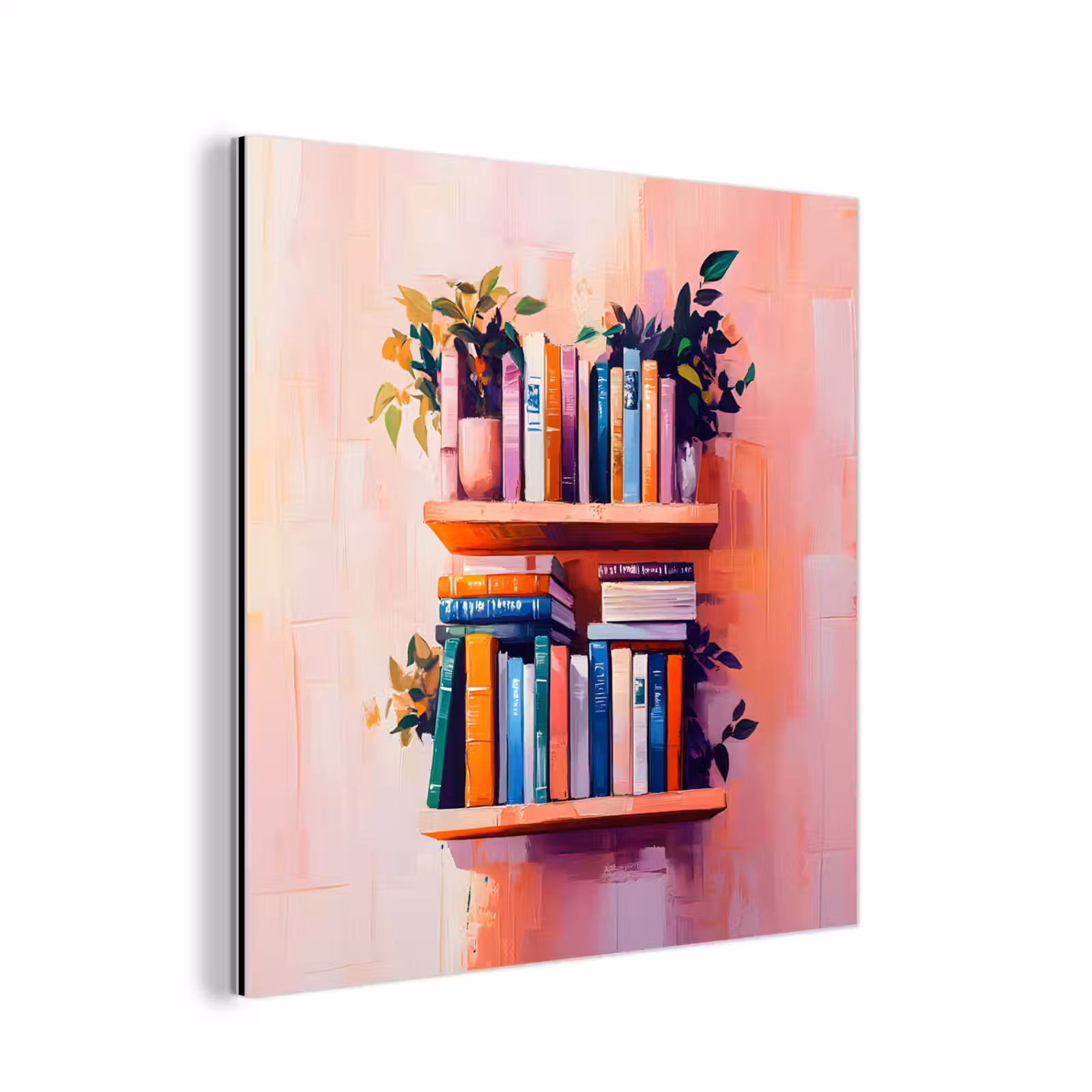 Aluminium schilderij - Planken - Boeken - Bladeren — 1