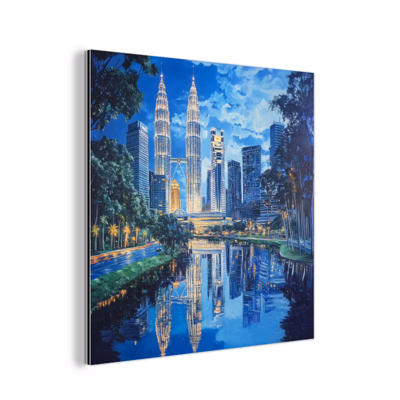 Aluminium schilderij - Stad Kuala Lumpur - Skyline - Wolkenkrabbers - Water — 1