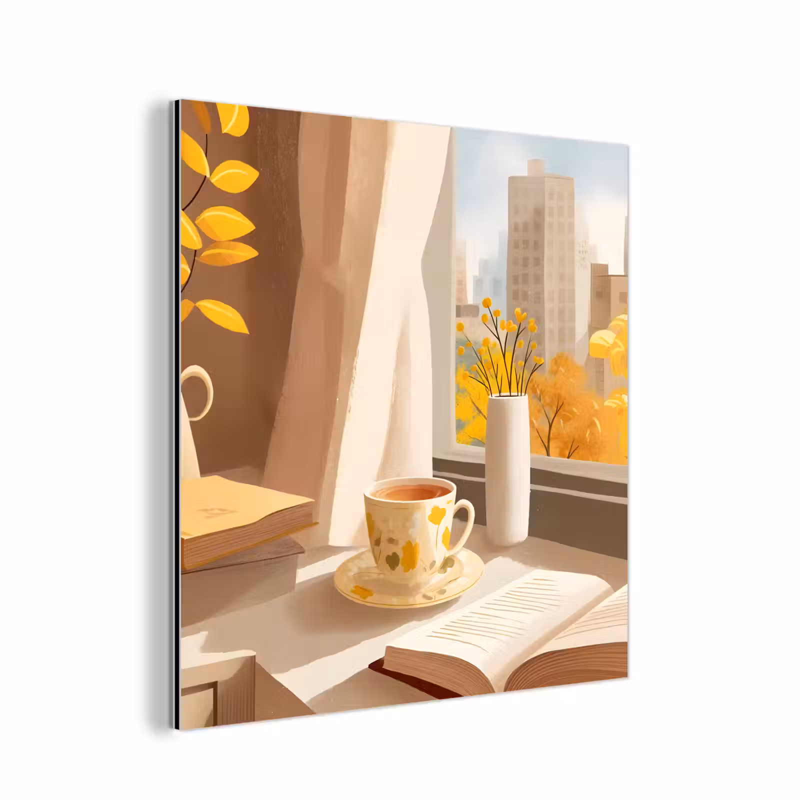 Aluminium schilderij - Thee - Boek - Thee - Herfst — 1