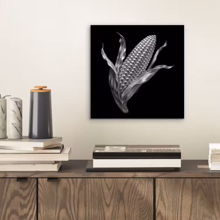 Aluminium schilderij - Maïskolf - Glanzend metaal - Elegant — 2
