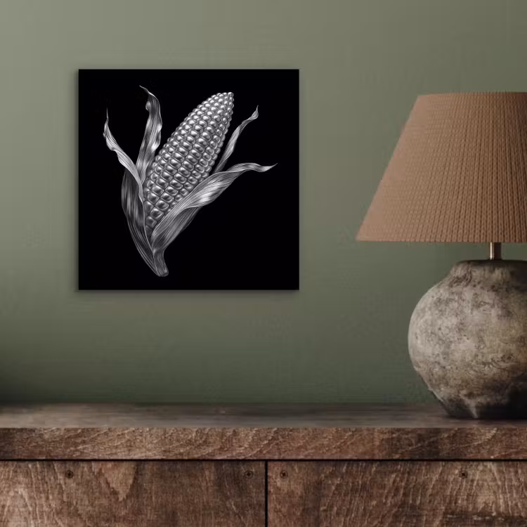 Aluminium schilderij - Maïskolf - Glanzend metaal - Elegant — 3