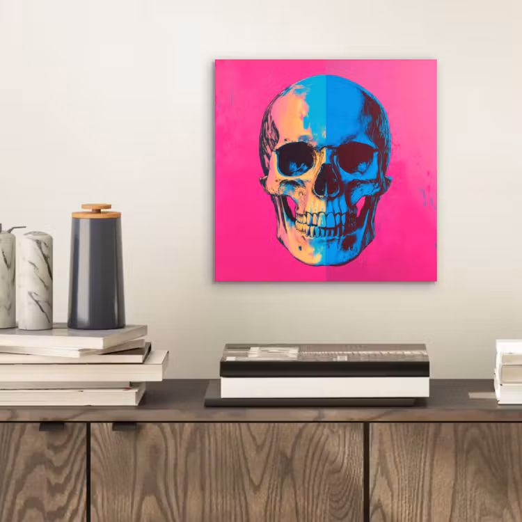 Aluminium schilderij - Neon - Blauw - Pop-art - Schedel — 2