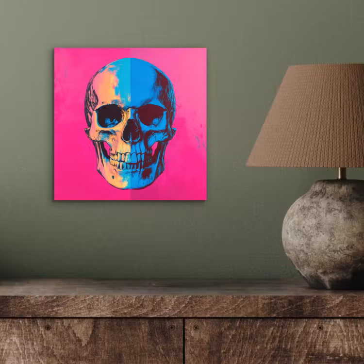 Aluminium schilderij - Neon - Blauw - Pop-art - Schedel — 3