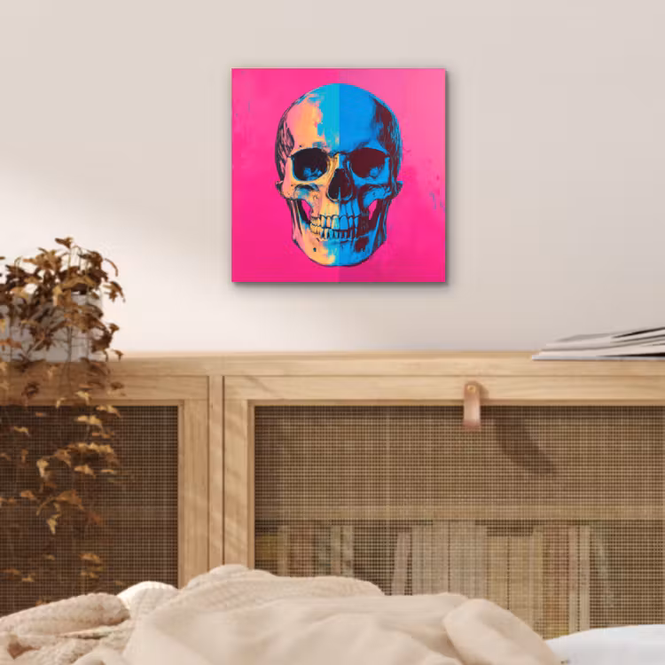Aluminium schilderij - Neon - Blauw - Pop-art - Schedel — 4