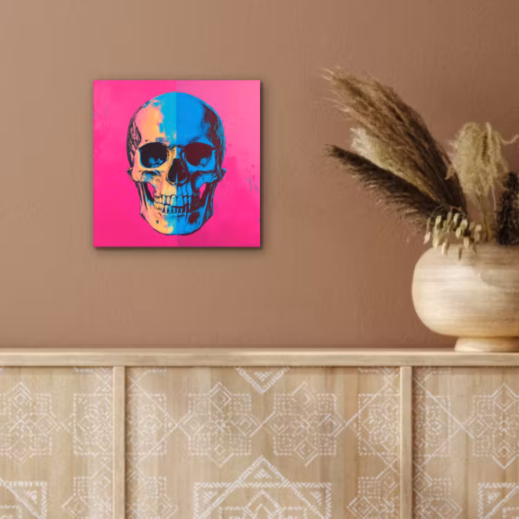 Aluminium schilderij - Neon - Blauw - Pop-art - Schedel — 5