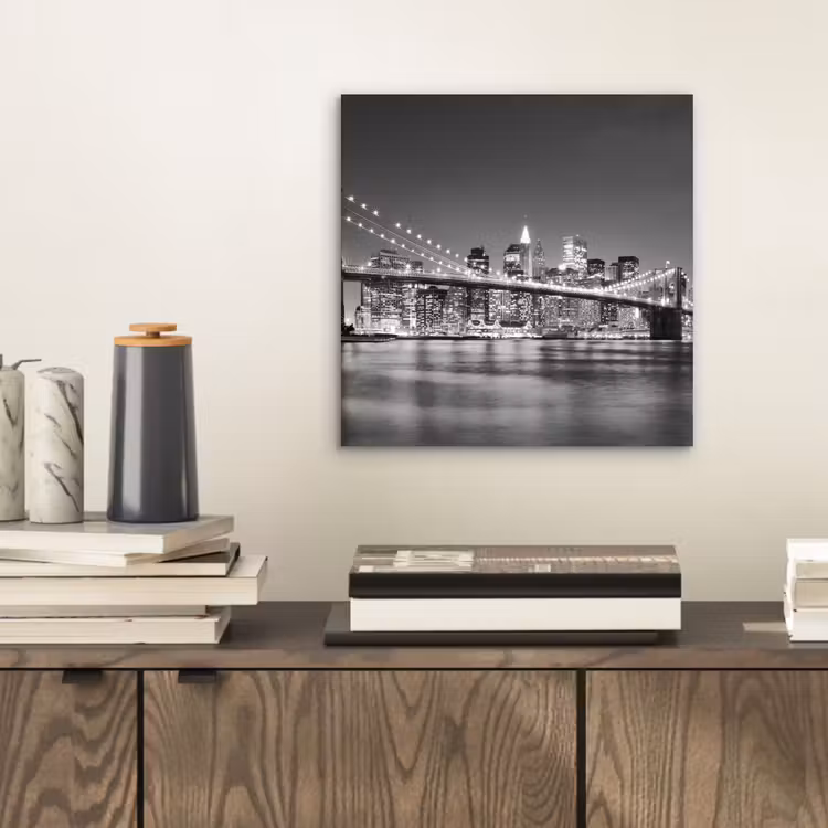 Aluminium schilderij - New York - Brug - Brooklyn - Zwart wit - Architectuur — 2