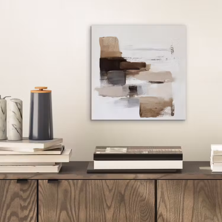 Aluminium schilderij - Penseelstreken - Balans - Beige - Bruin — 2