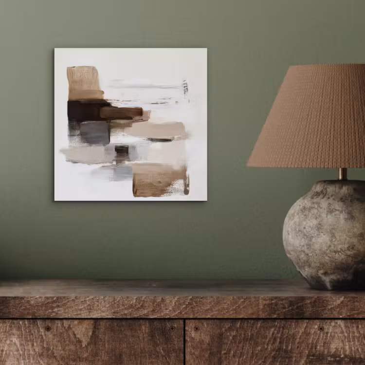 Aluminium schilderij - Penseelstreken - Balans - Beige - Bruin — 3