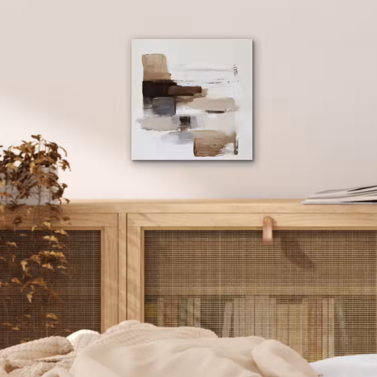 Aluminium schilderij - Penseelstreken - Balans - Beige - Bruin — 4