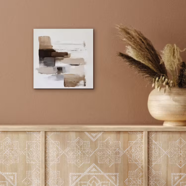 Aluminium schilderij - Penseelstreken - Balans - Beige - Bruin — 5