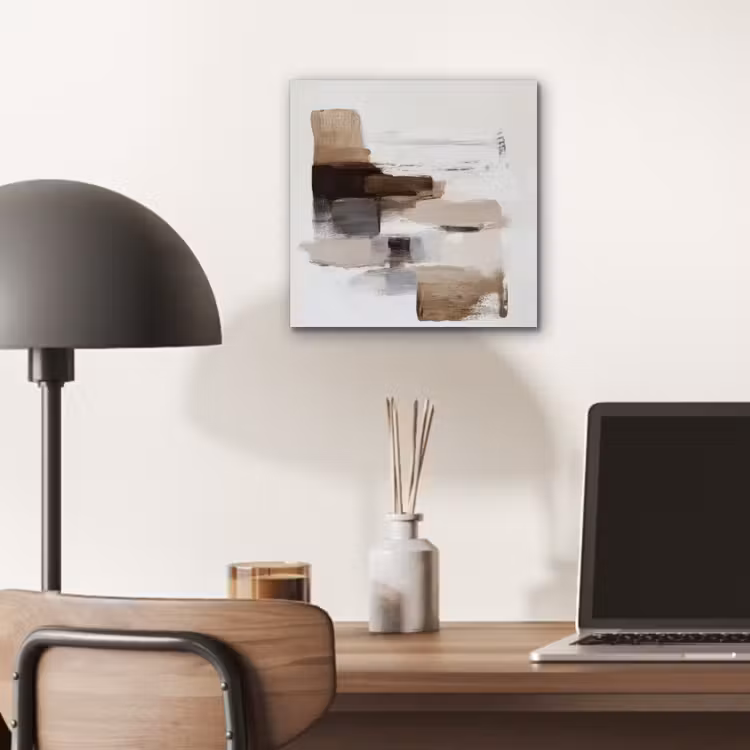 Aluminium schilderij - Penseelstreken - Balans - Beige - Bruin — 6