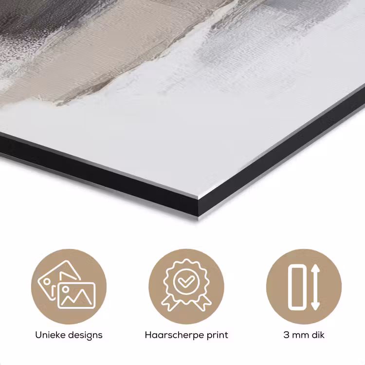 Aluminium schilderij - Penseelstreken - Balans - Beige - Bruin — 7