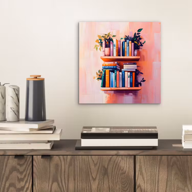 Aluminium schilderij - Planken - Boeken - Bladeren — 2