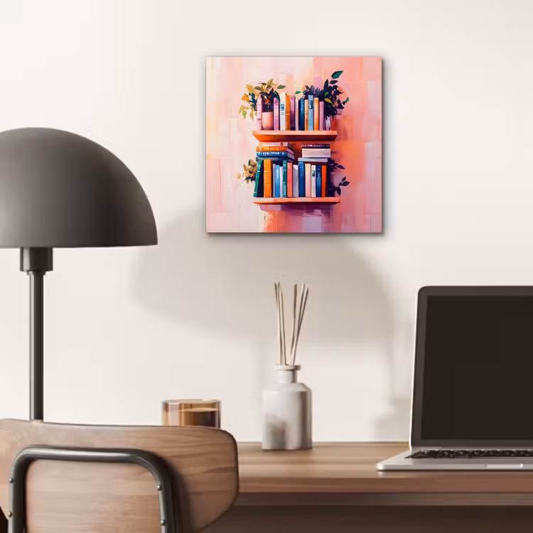 Aluminium schilderij - Planken - Boeken - Bladeren — 6