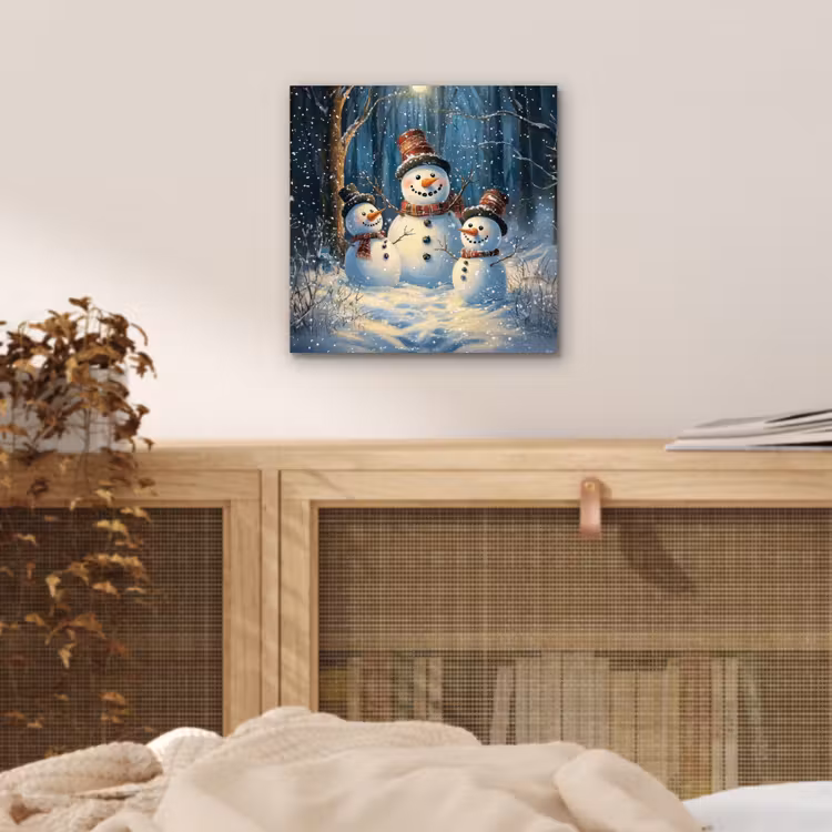 Aluminium schilderij - Sneeuwpop - Sneeuw - Winter - Bos — 4