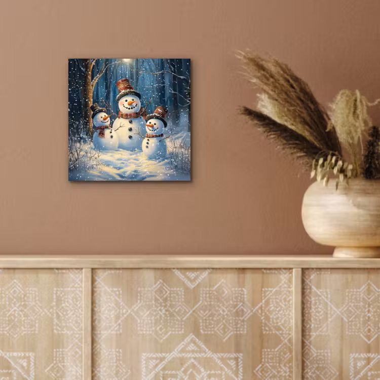Aluminium schilderij - Sneeuwpop - Sneeuw - Winter - Bos — 5